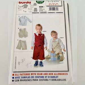 Burda Boys Sewing Pattern #9732 Uncut Children Clothing